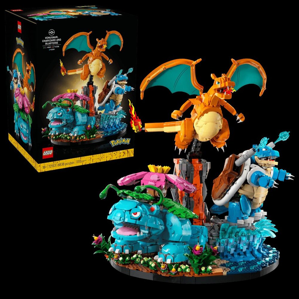 New Sealed Lego Pokemon Venusaur, Charizard and Blastoise Collectible Set 72153